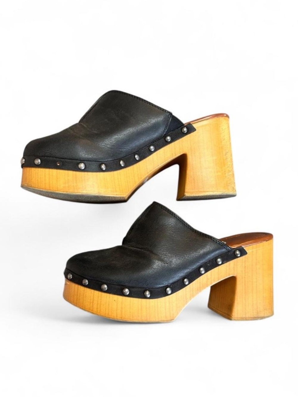 MIA Isra Black Studded Platform Clog Mules Size 8